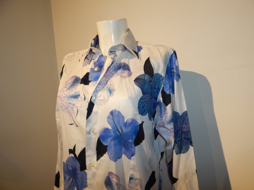 Etro milano schitterende blouse grote bloemen print mt 40, Kleding | Dames, Maat 38/40 (M), Etro, Zo goed als nieuw, Meerkleurig