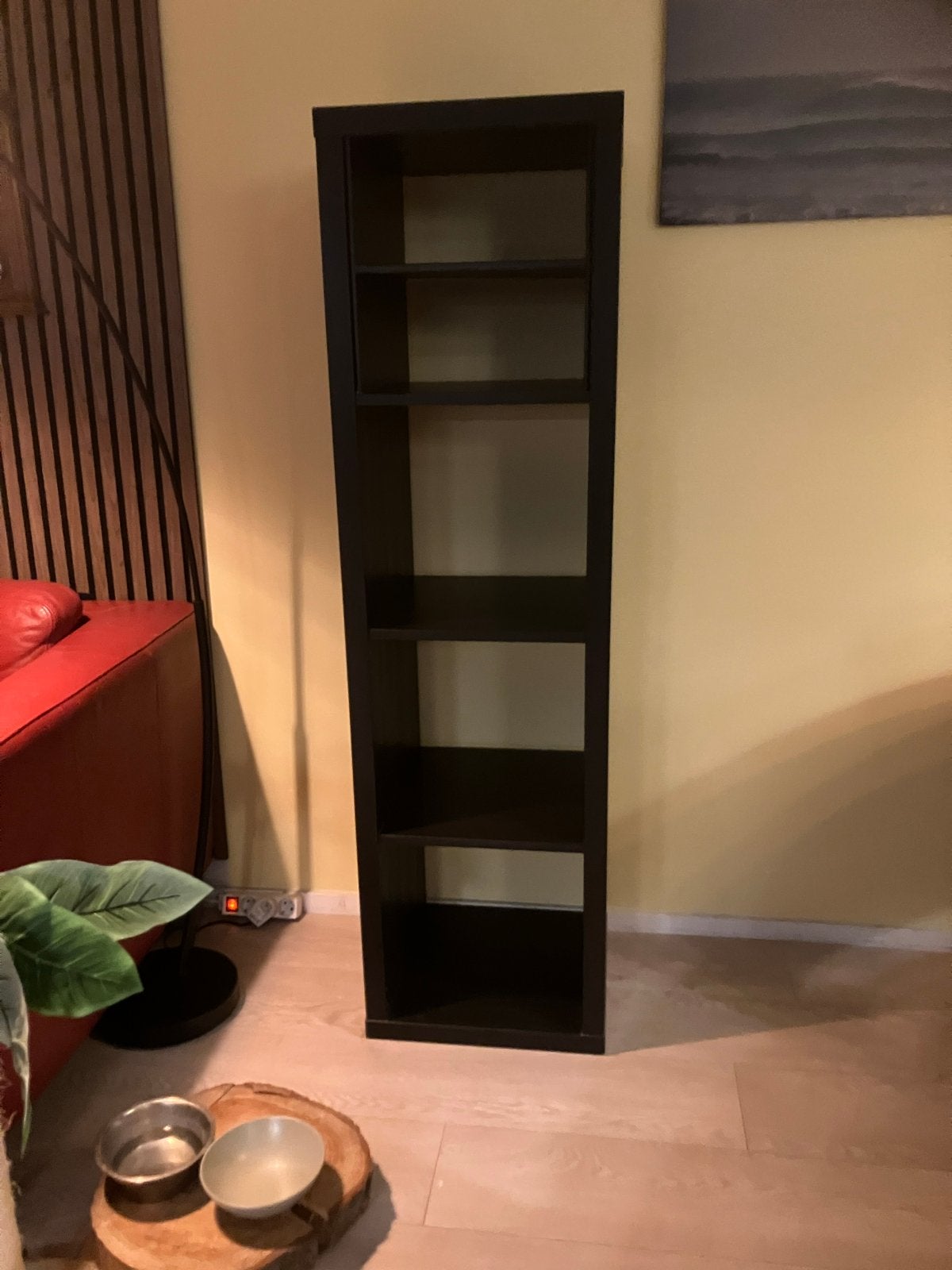 IKEA Kallax 4-vaks kast met verdeler, zwartbruin, Ophalen, Met plank(en), Minder dan 50 cm, Gebruikt