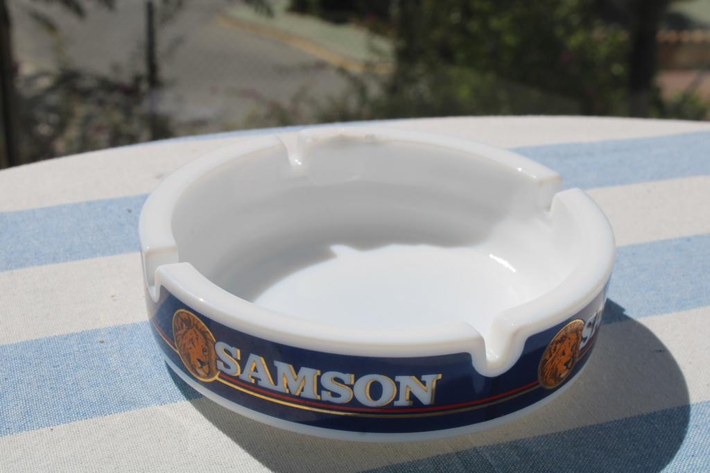 Vintage Samson asbak – retro reclame – kleine beschadiging, Ophalen of Verzenden, Zo goed als nieuw