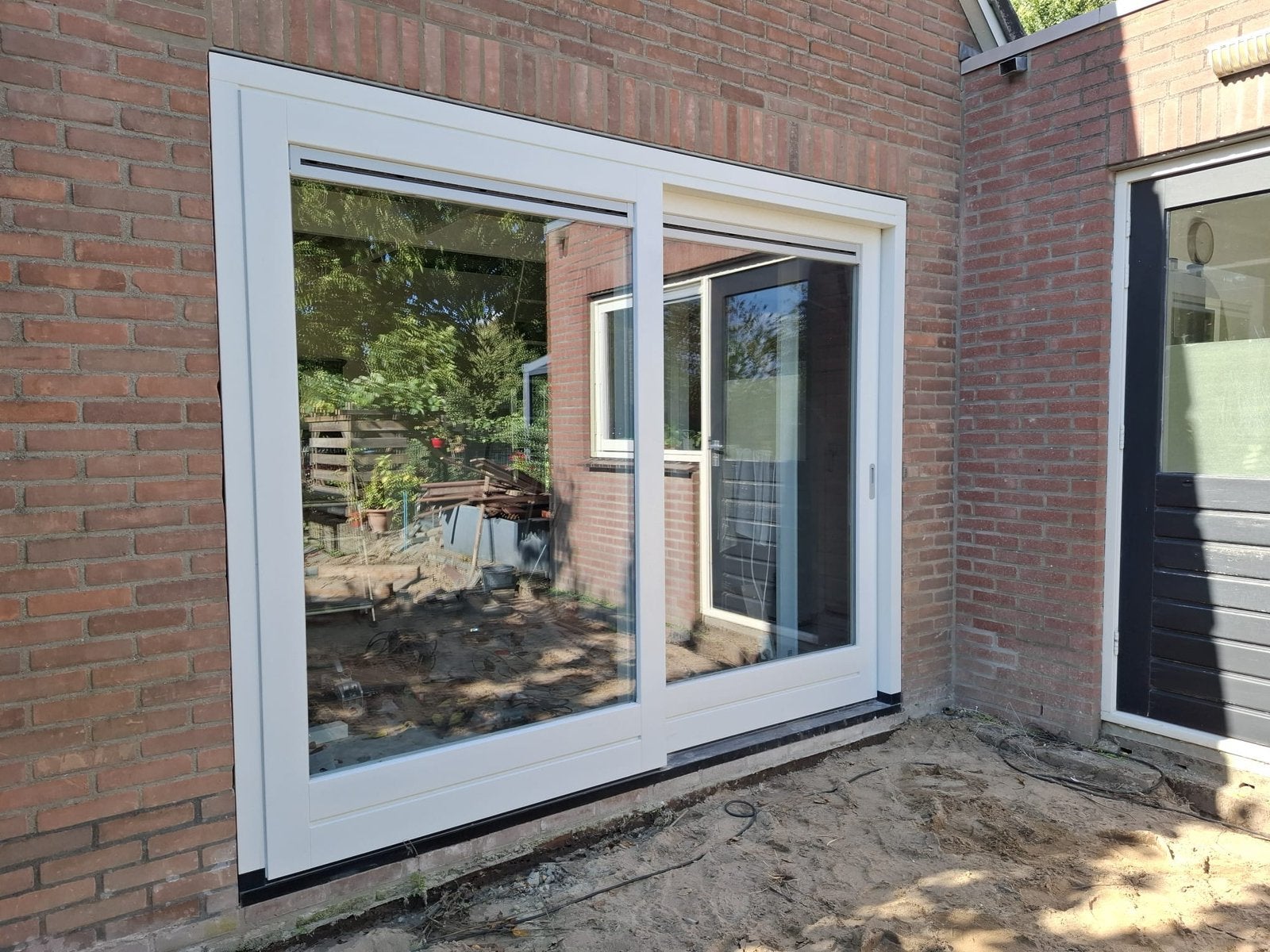Schuifpui hardhout HR++, bxh 2750x2250mm, Ophalen, Zo goed als nieuw, Inclusief glas, Hout