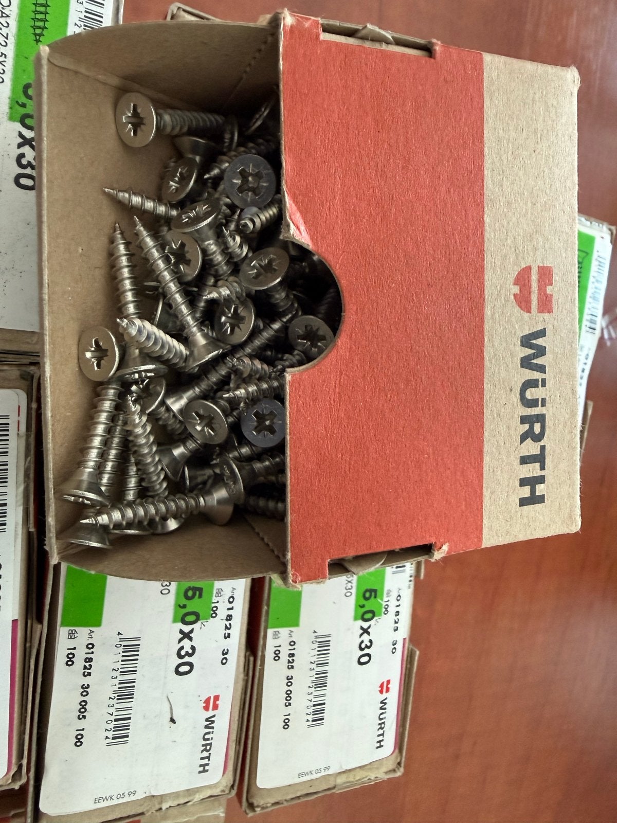 Wurth spaanplaatschroeven RVS 5x30mm - 900 stuks, Schroeven, Nieuw, Ophalen of Verzenden, Minder dan 50 mm