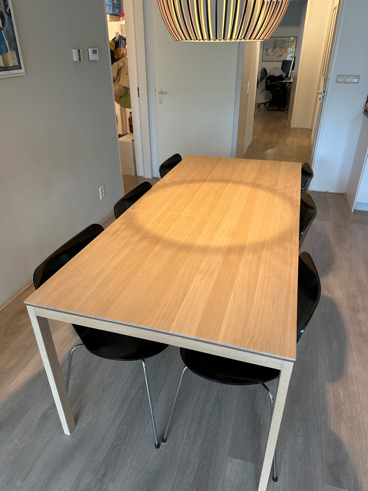 Eettafel topform mood met houten blad, Ophalen, Gebruikt, 50 tot 100 cm, Vijf personen of meer