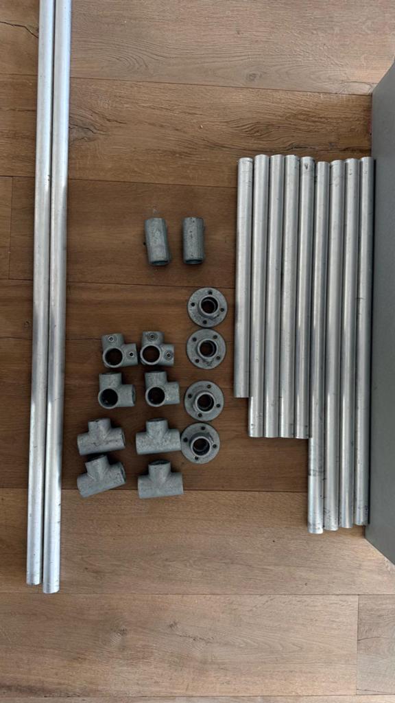 Diverse 33mm aluminium buizen met verbindingen, Ophalen, Gebruikt, 50 tot 100 mm