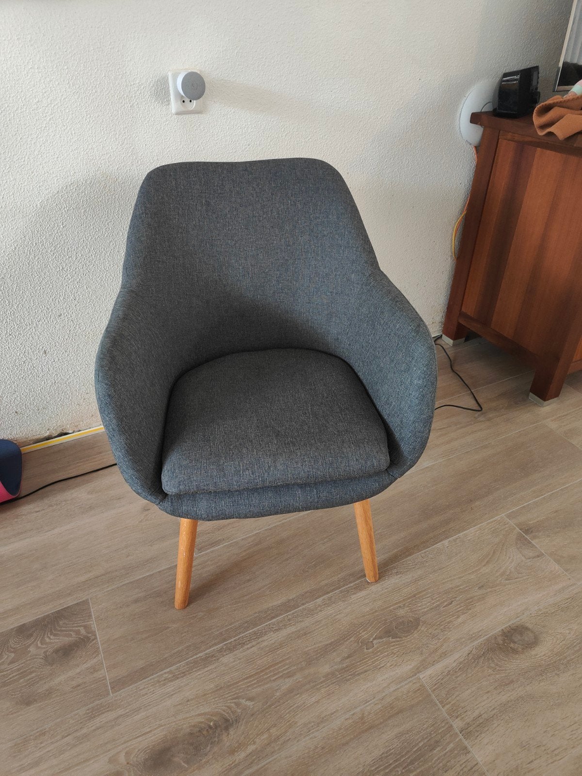 Fauteuil UDSBJERG grijze stof/eiken 2 stuks!, Ophalen, Twee, Zo goed als nieuw, Stof