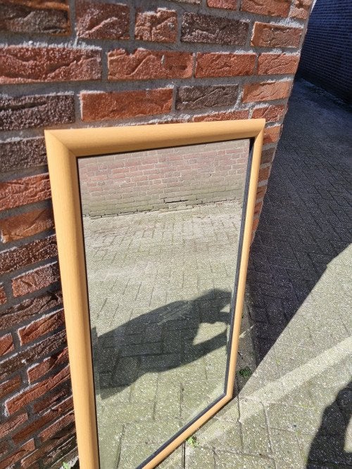 Spiegel in beukenhouten lijst geslepen glas, Ophalen of Verzenden, 'T Olde Gre-j, Info@toldegrej.nl, Endepoelstraat 20f Didam