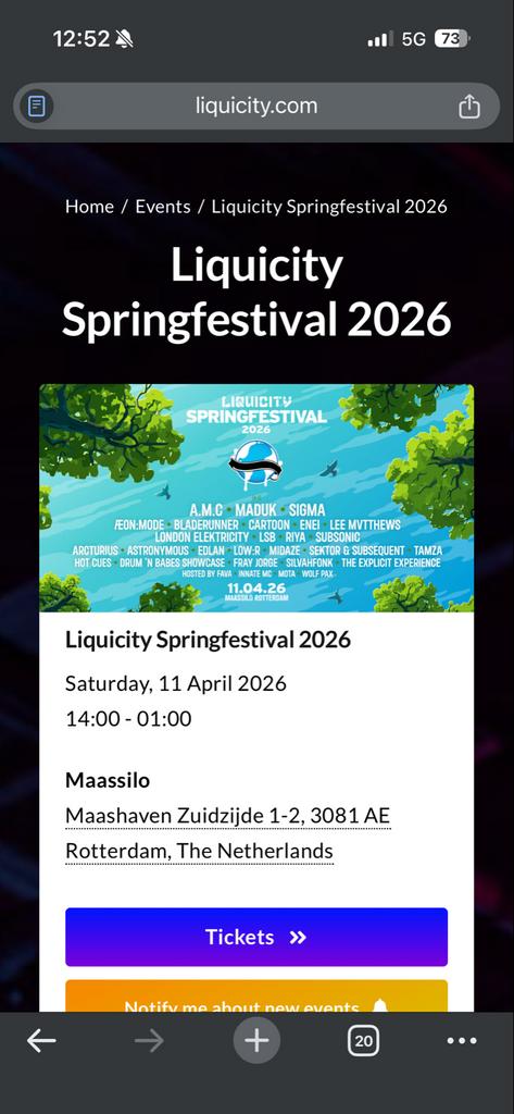 3 tickets Liquicity festival 11-4-2026, Drie personen of meer