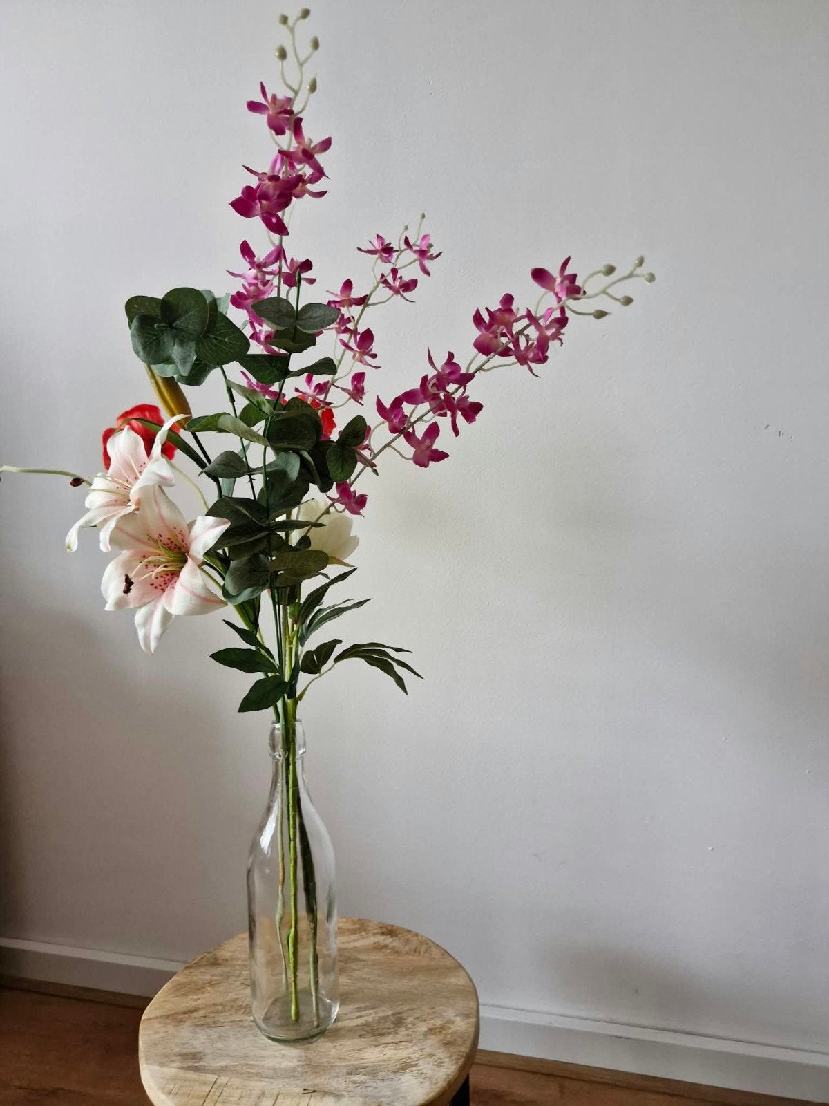 kunst bloemen + vaas, Ophalen, Zo goed als nieuw