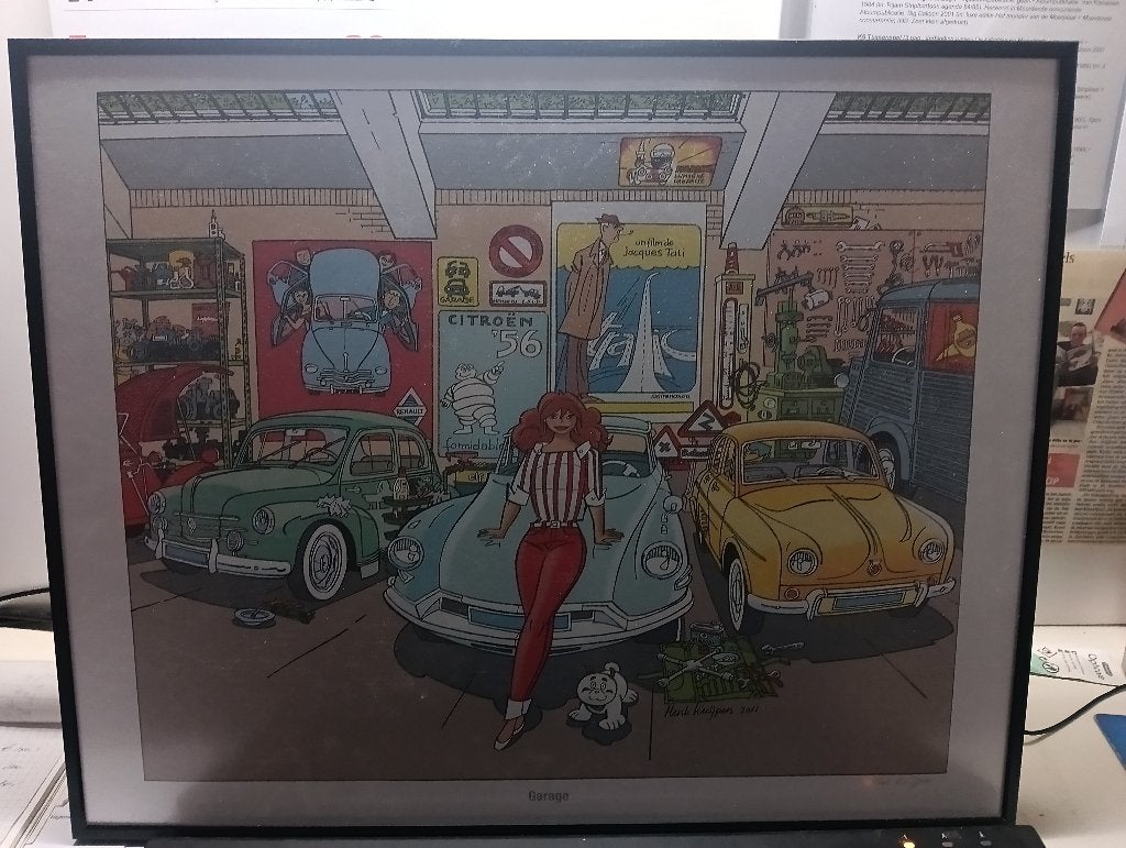 Franka poster Garage (Henk Kuijpers), Met lijst, Rechthoekig Liggend, Nieuw, Ophalen of Verzenden
