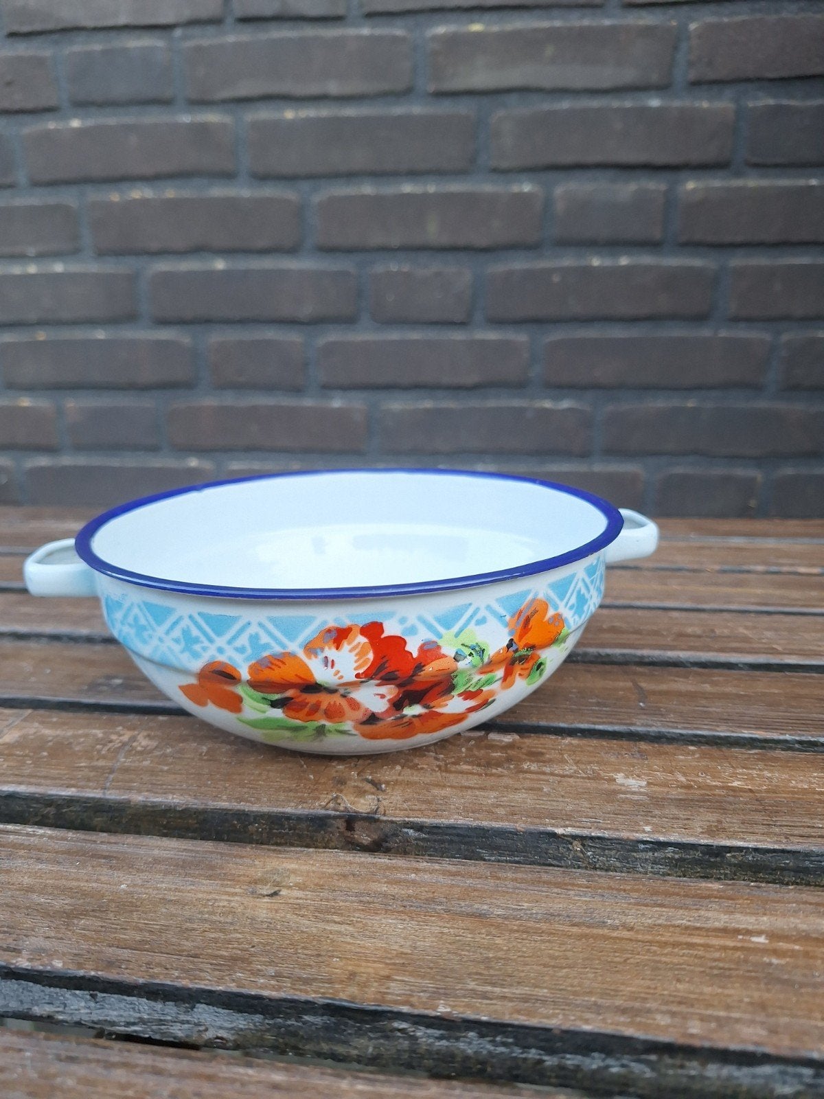 Vintage Lucky Elephant emaille schaal - 16cm, Ophalen of Verzenden
