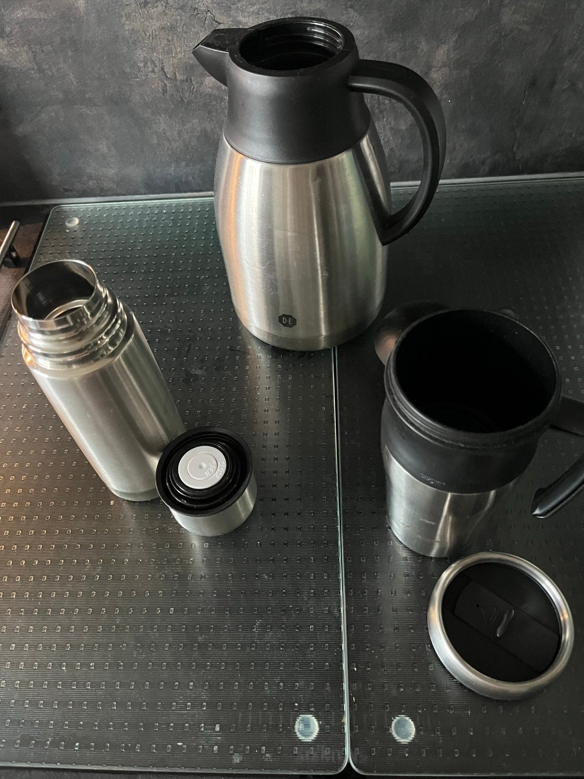 Isolatiekan en thermosfles set - RVS, Theepot/fluitketel, Gebruikt, Zilver, Ophalen of Verzenden