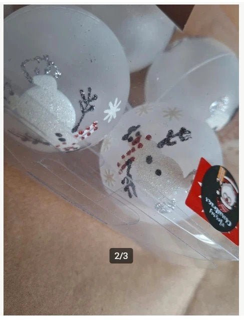 Kerstballen met sneeuwpop, licht wit h, Evora, Onbekend, Nieuw, Ophalen of Verzenden