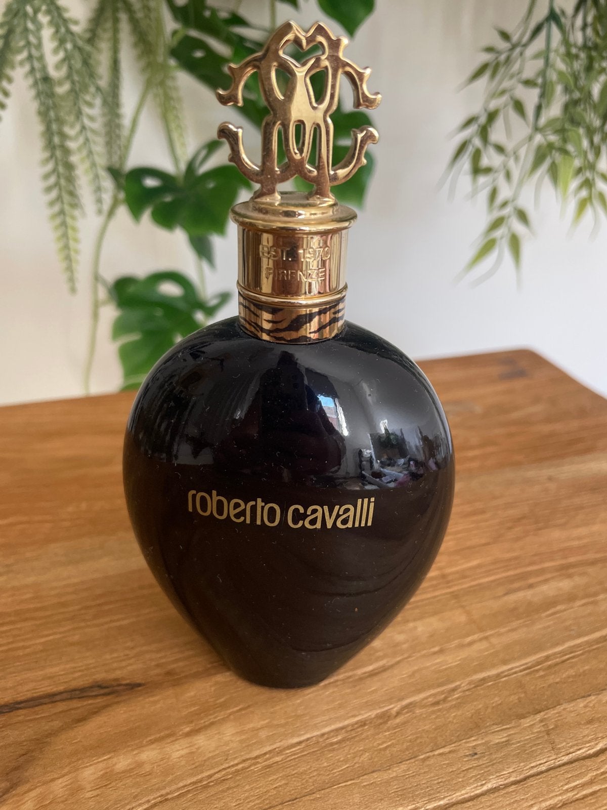 Roberto Cavalli parfumfles, zwart met gouden dop, Ophalen, Zo goed als nieuw