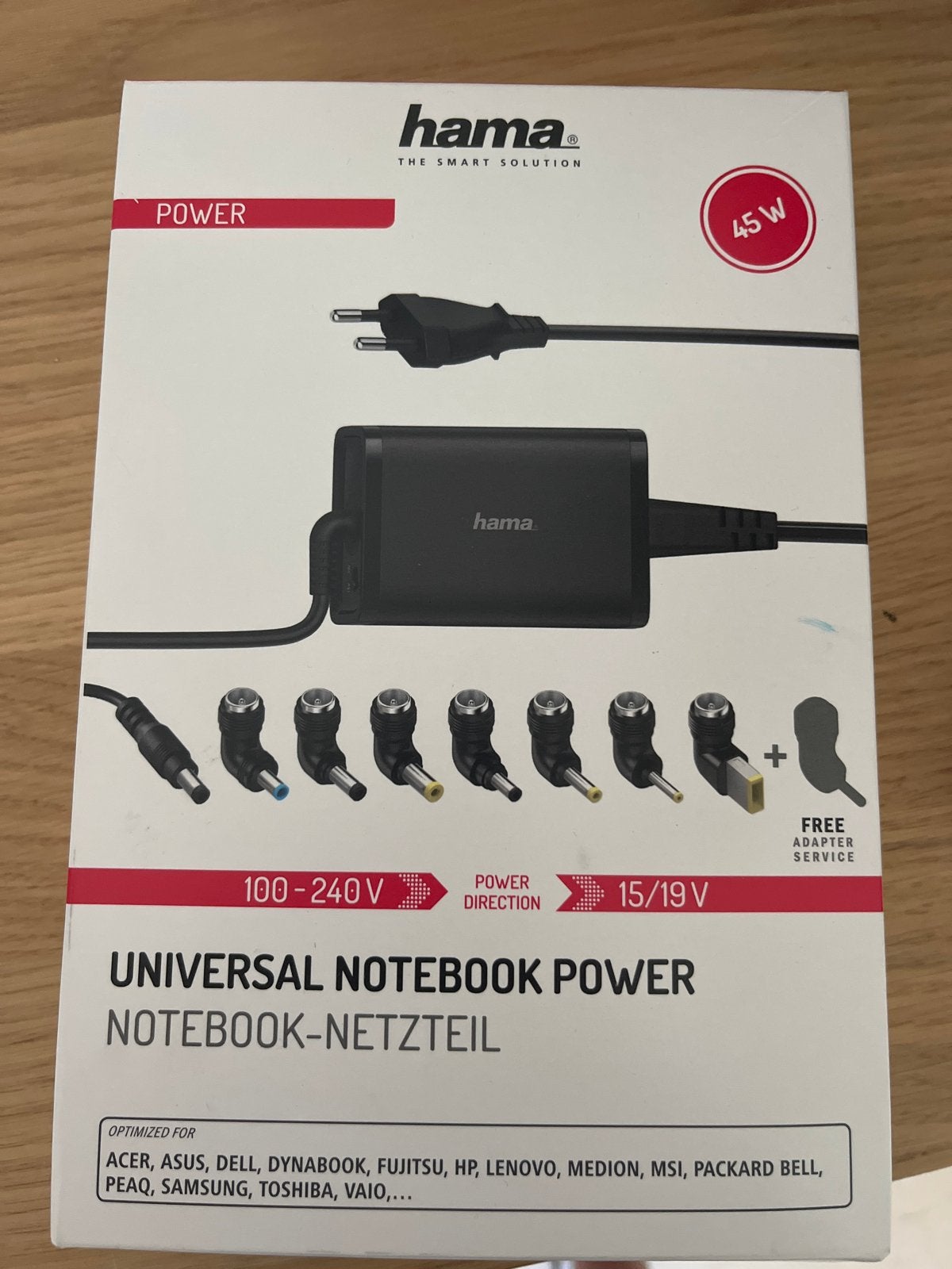 Hama Universele Laptop Voeding 45W - Nieuw in Doos, Computers en Software, Laptop-opladers, Ophalen of Verzenden, Nieuw