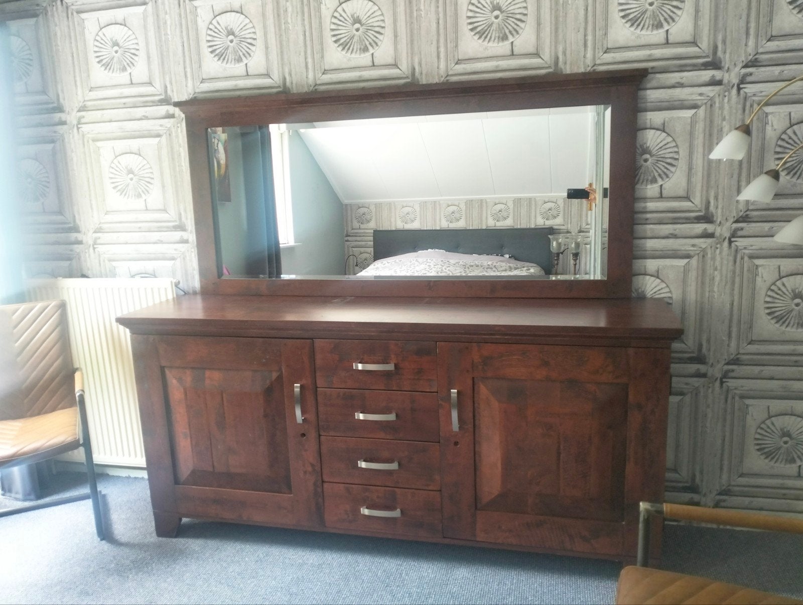 Dressoir met spiegel, Ophalen, Gebruikt, 25 tot 50 cm, 150 tot 200 cm