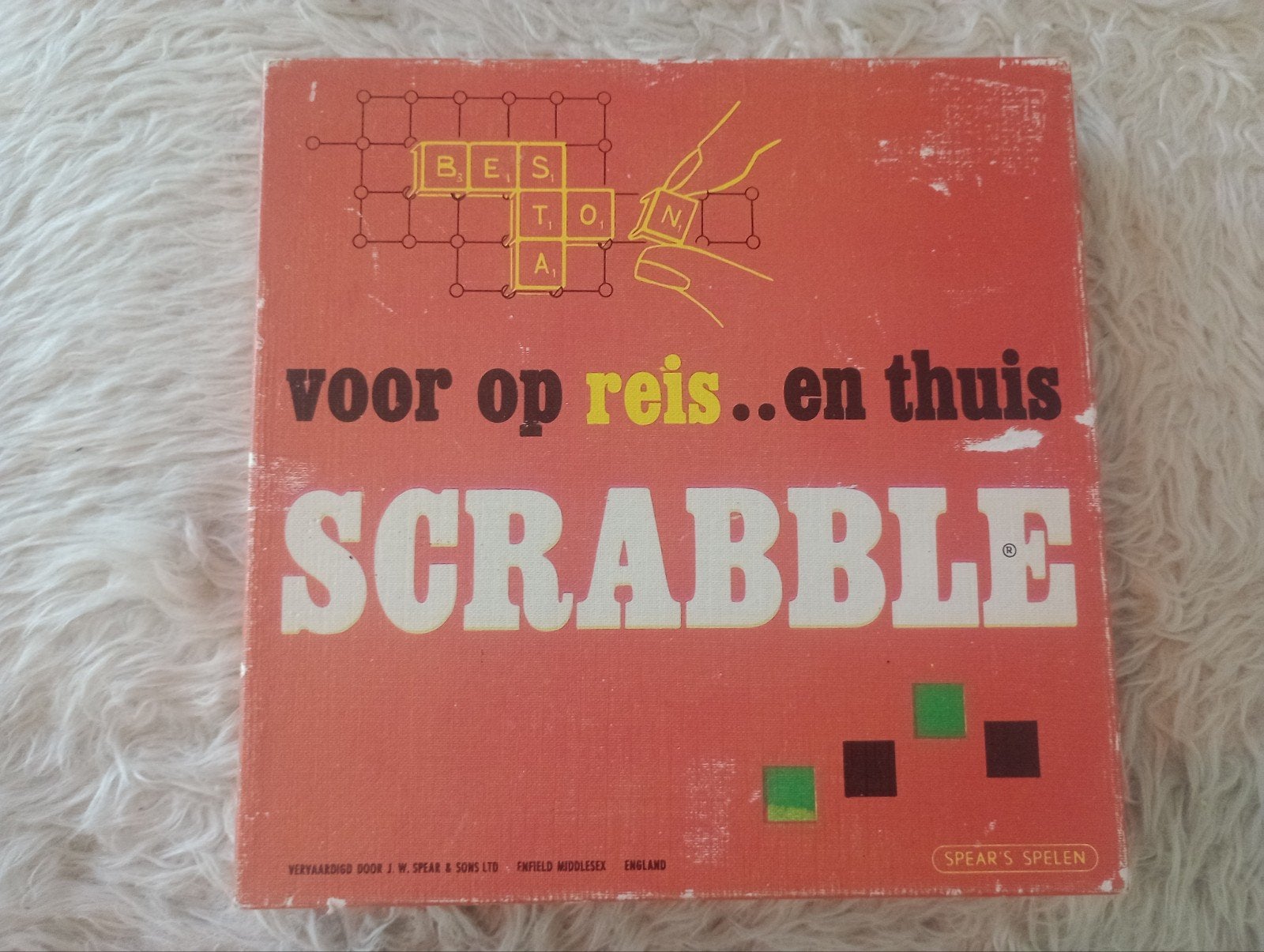 Vintage Scrabble Reisspel - Voor onderweg en thuis, Spear's Spellen, Gebruikt, Ophalen of Verzenden, Een of twee spelers