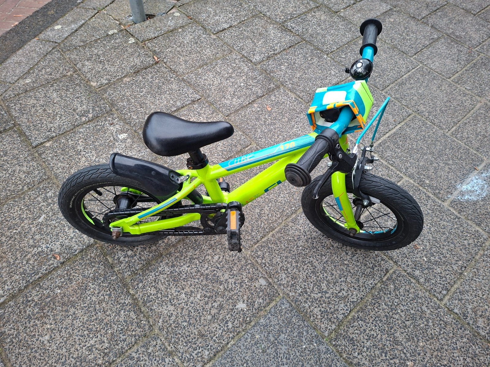 Cube Cubie 120 kinderfiets - 12 inch Groen/Blauw, Fietsen en Brommers, Ophalen, Gebruikt, Velgrem, Minder dan 16 inch