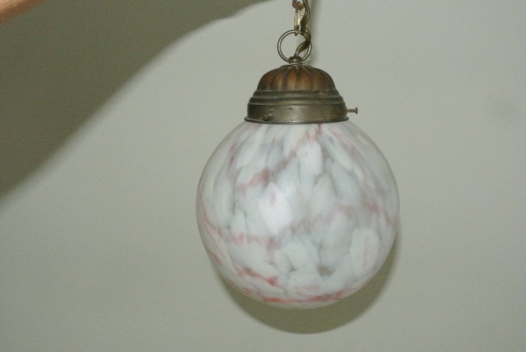 Vintage hanglamp in Clichy-glas, Ophalen of Verzenden, Zo goed als nieuw, Glas, Minder dan 50 cm