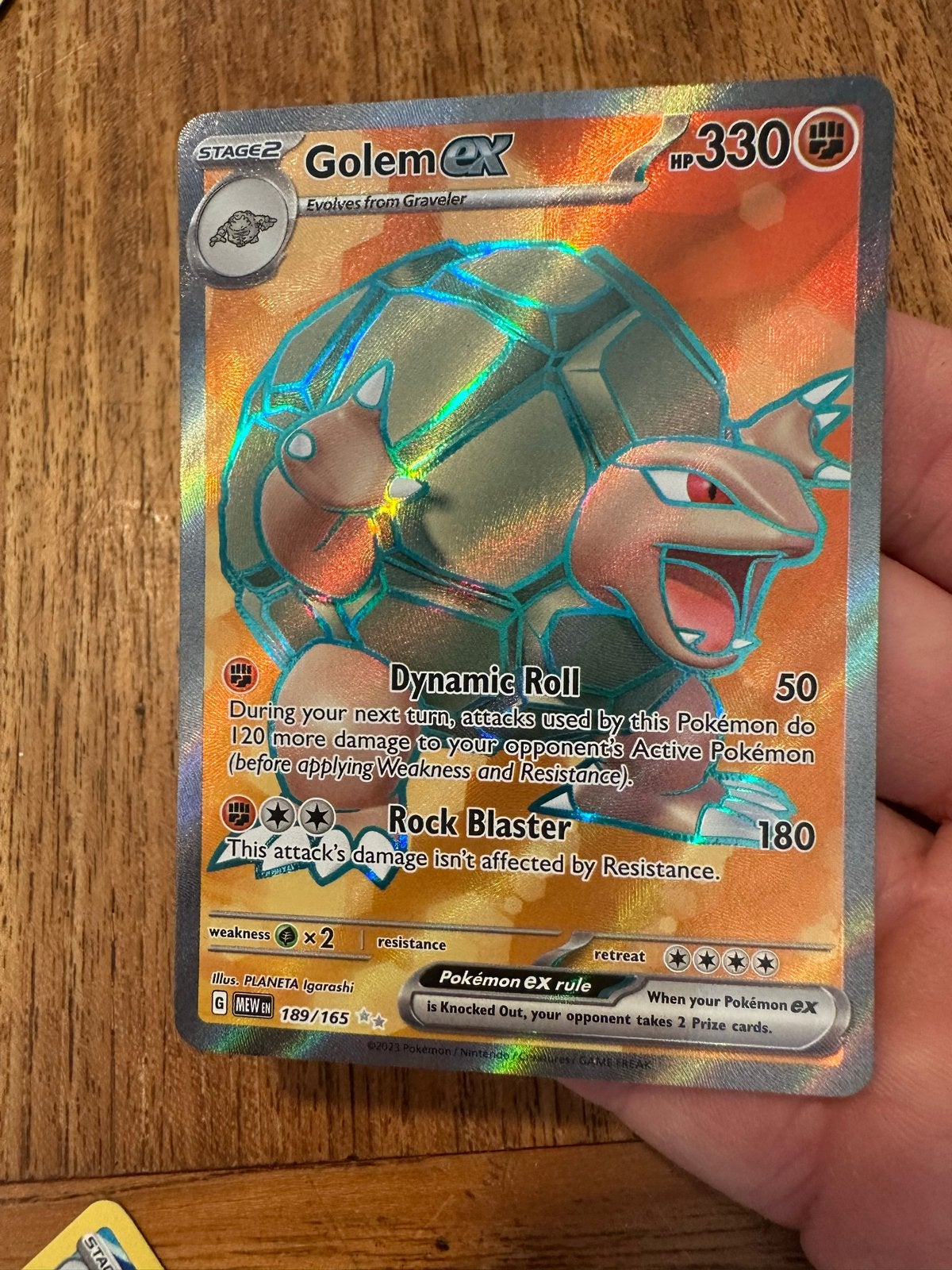 Golem ex 189/165 Scarlet & Violet Obsidian Flames Pokémon, Ophalen of Verzenden, Zo goed als nieuw, Losse kaart, Foil