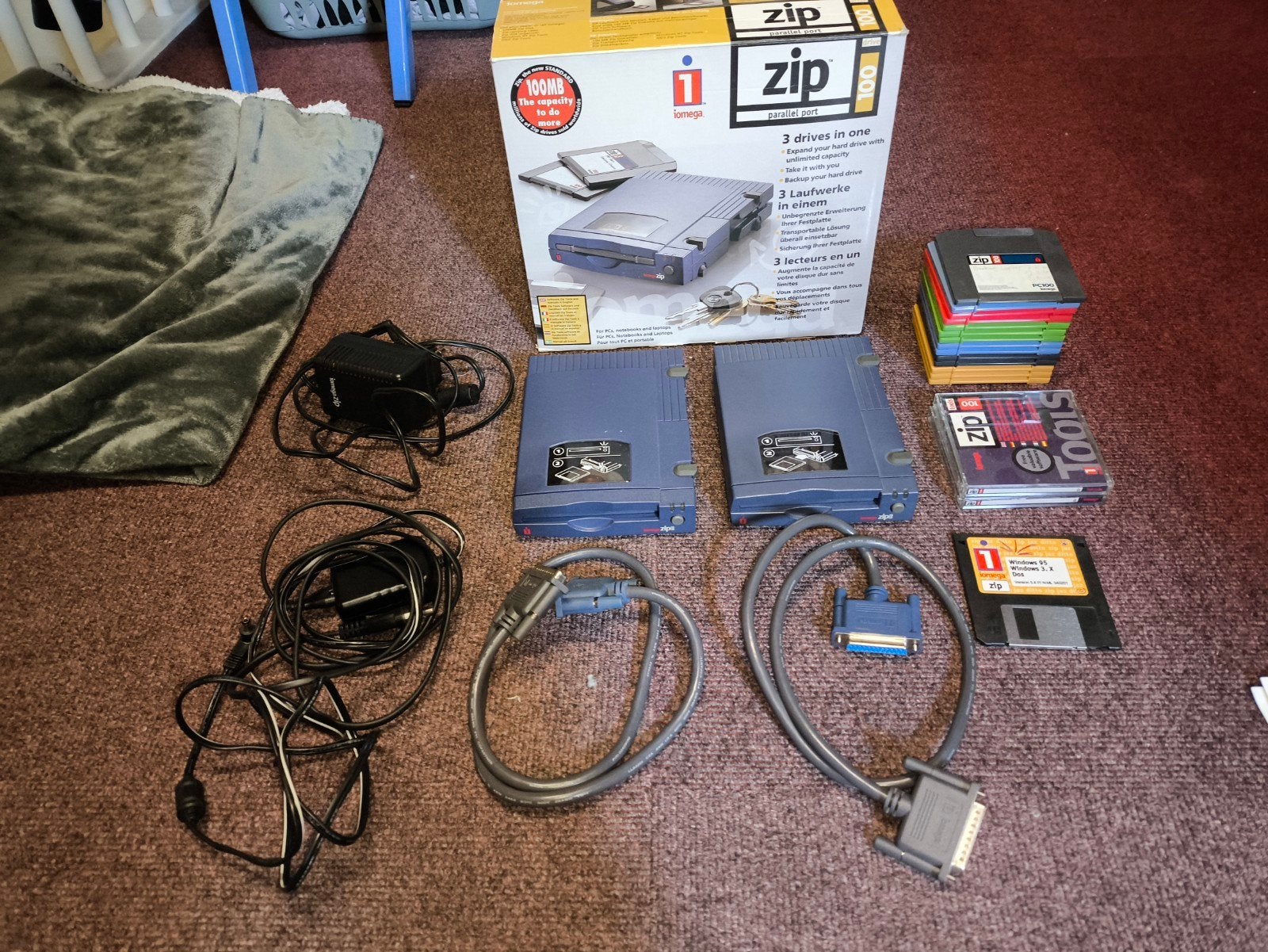 Iomega Zip Drive 100MB met schijven en accessoires, Computers en Software, Harde schijven, Ophalen, Gebruikt, HDD, Desktop