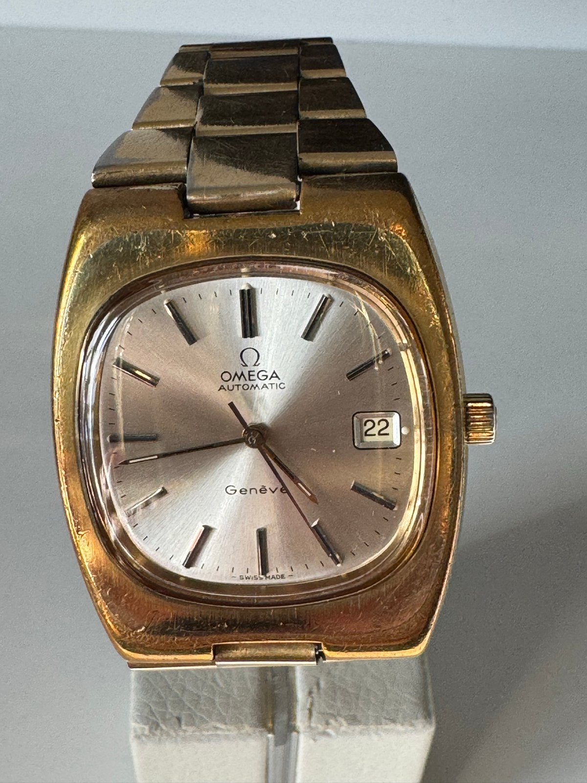 Omega Genève Automatic Verguld Polshorloge, Ophalen of Verzenden, Gebruikt