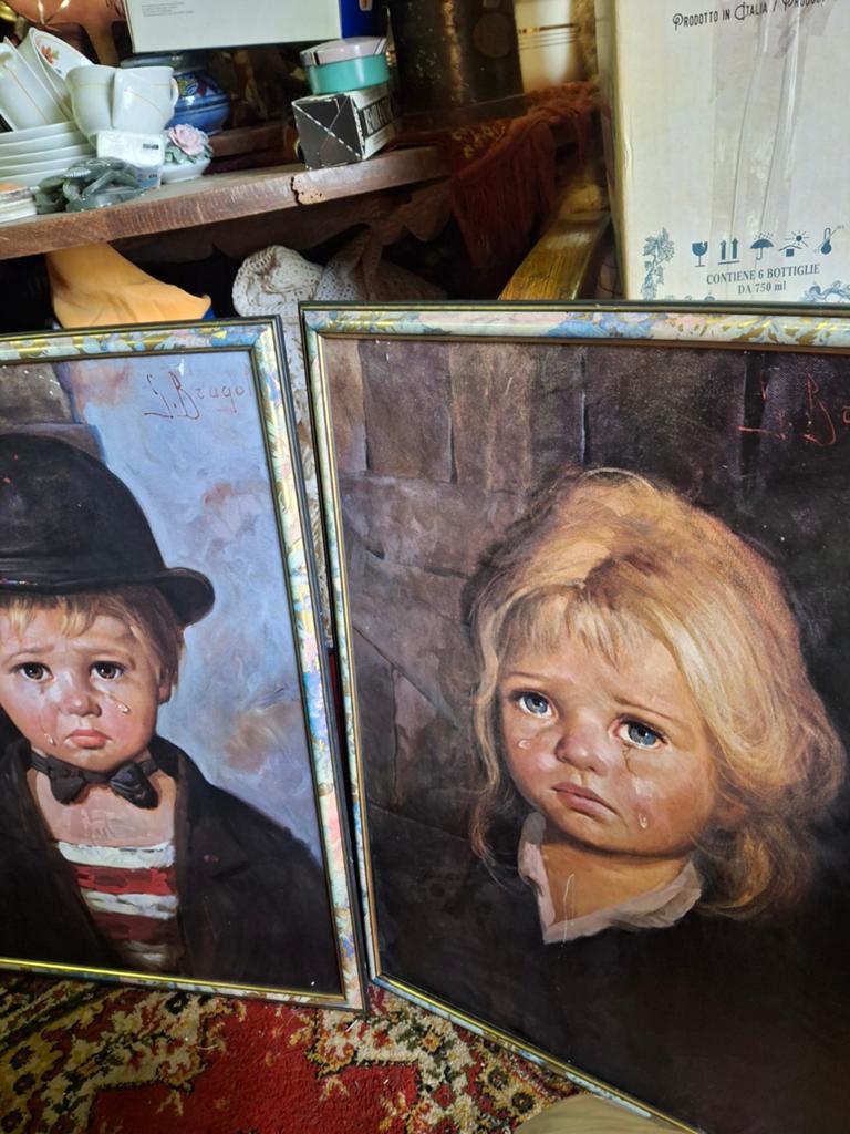 2 Vintage Bragolin Huilende Kinderen Prints - Zigeunerkind, Ophalen of Verzenden