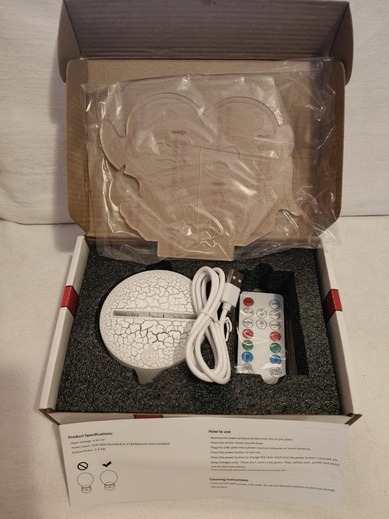 3D nachtlamp Stich & Angel, Overige merken, Meerkleurig, Inclusief lichtbron, Nachtlamp