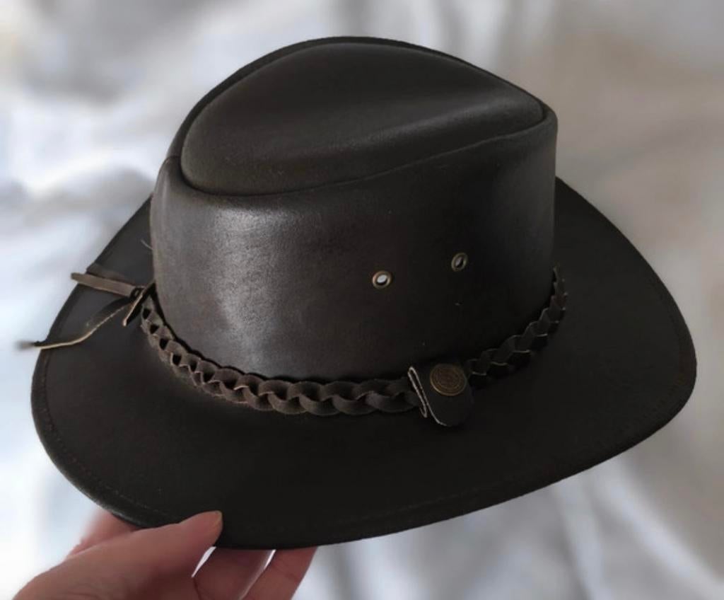 Cowboyhoed westernhoed van Randol’s in leder (maat M), Ophalen of Verzenden, Zo goed als nieuw, 56 of 57 cm (M, 7 of 7⅛ inch)
