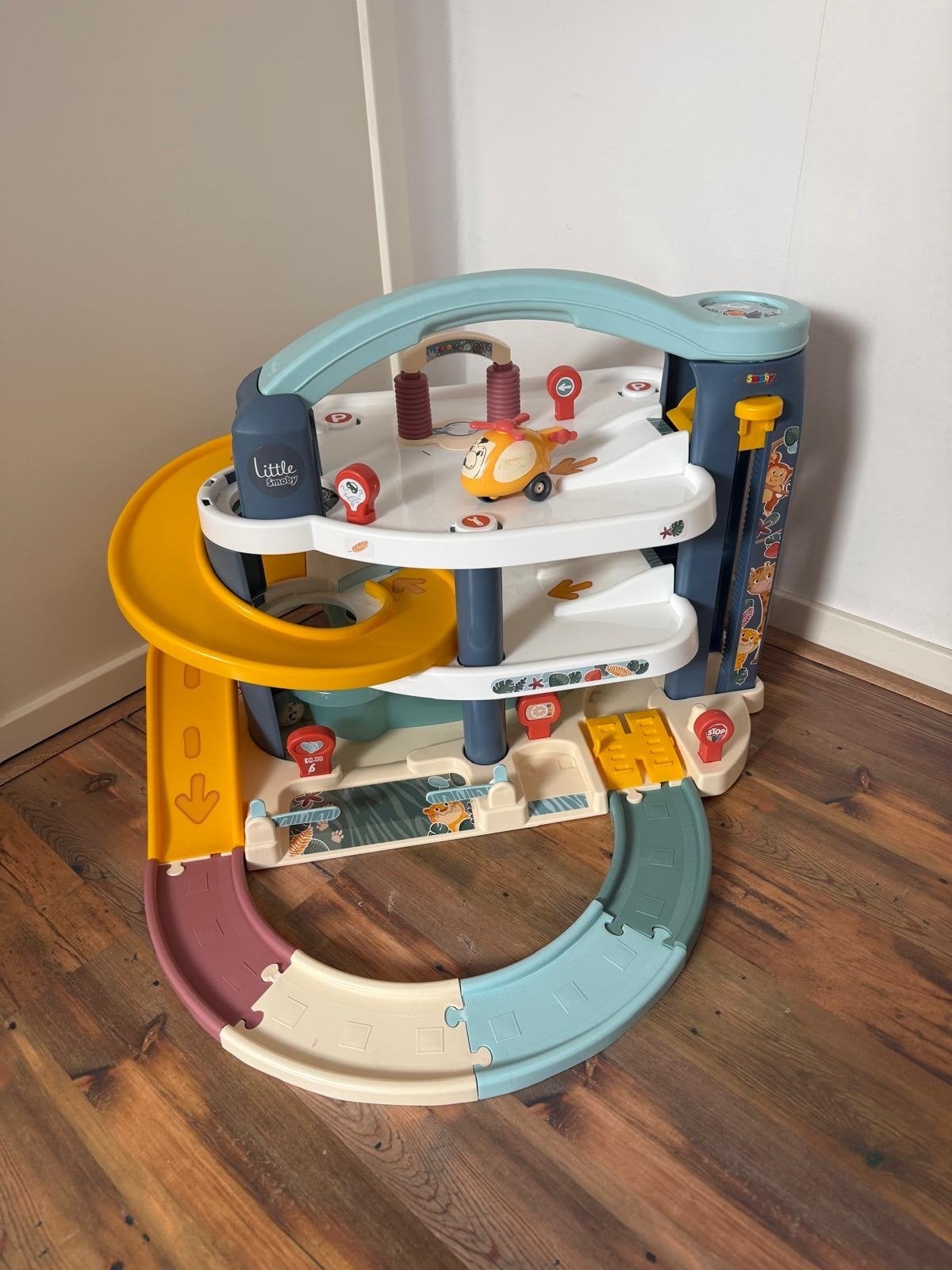 Little Smoby Garage met Helikopter en Auto, Ophalen, Zo goed als nieuw