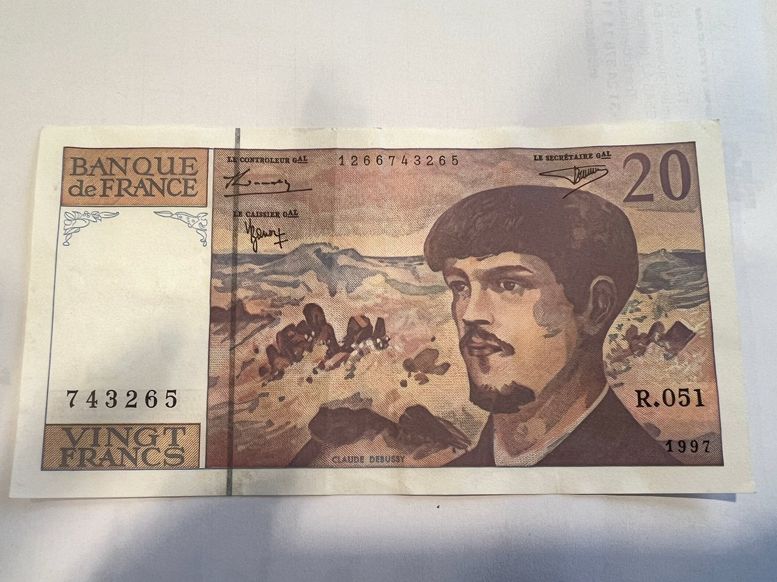 20 Franse Franken biljet 1997 - Claude Debussy, Postzegels en Munten, Bankbiljetten | Europa | Eurobiljetten, Ophalen of Verzenden