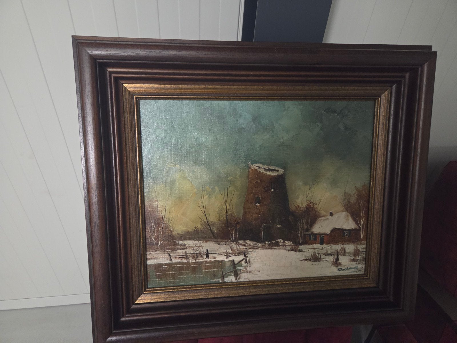 Schilderij Casimir Roelandt :Winterlandschap met molen, Ophalen