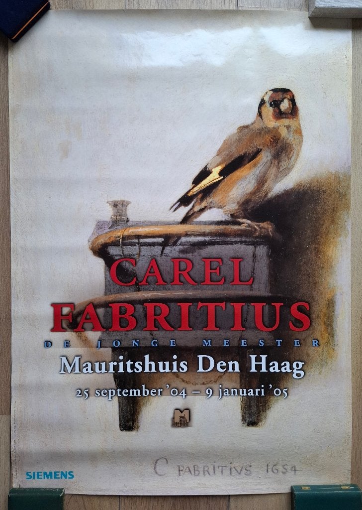 Poster Carel Fabritius Mauritshuis 2005 Puttertje, Rechthoekig Staand, Ophalen of Verzenden, Zo goed als nieuw, A1 t/m A3