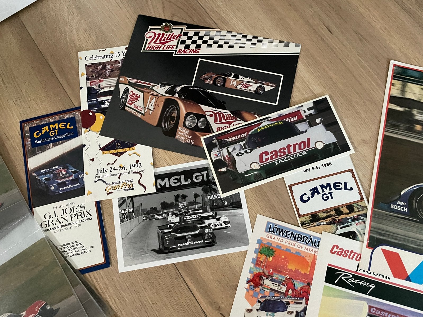Grote verzameling Groep C IMSA GTP sportwagen foto's folders, Verzenden, Zo goed als nieuw, Overige merken