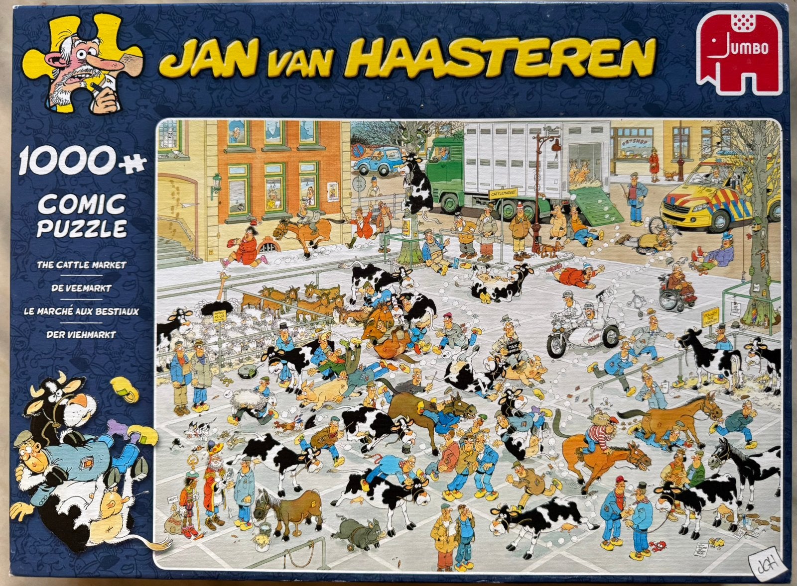 Jan van Haasteren puzzel 1000 stukjes “De Veemarkt”, Ophalen of Verzenden, 500 t/m 1500 stukjes, Zo goed als nieuw