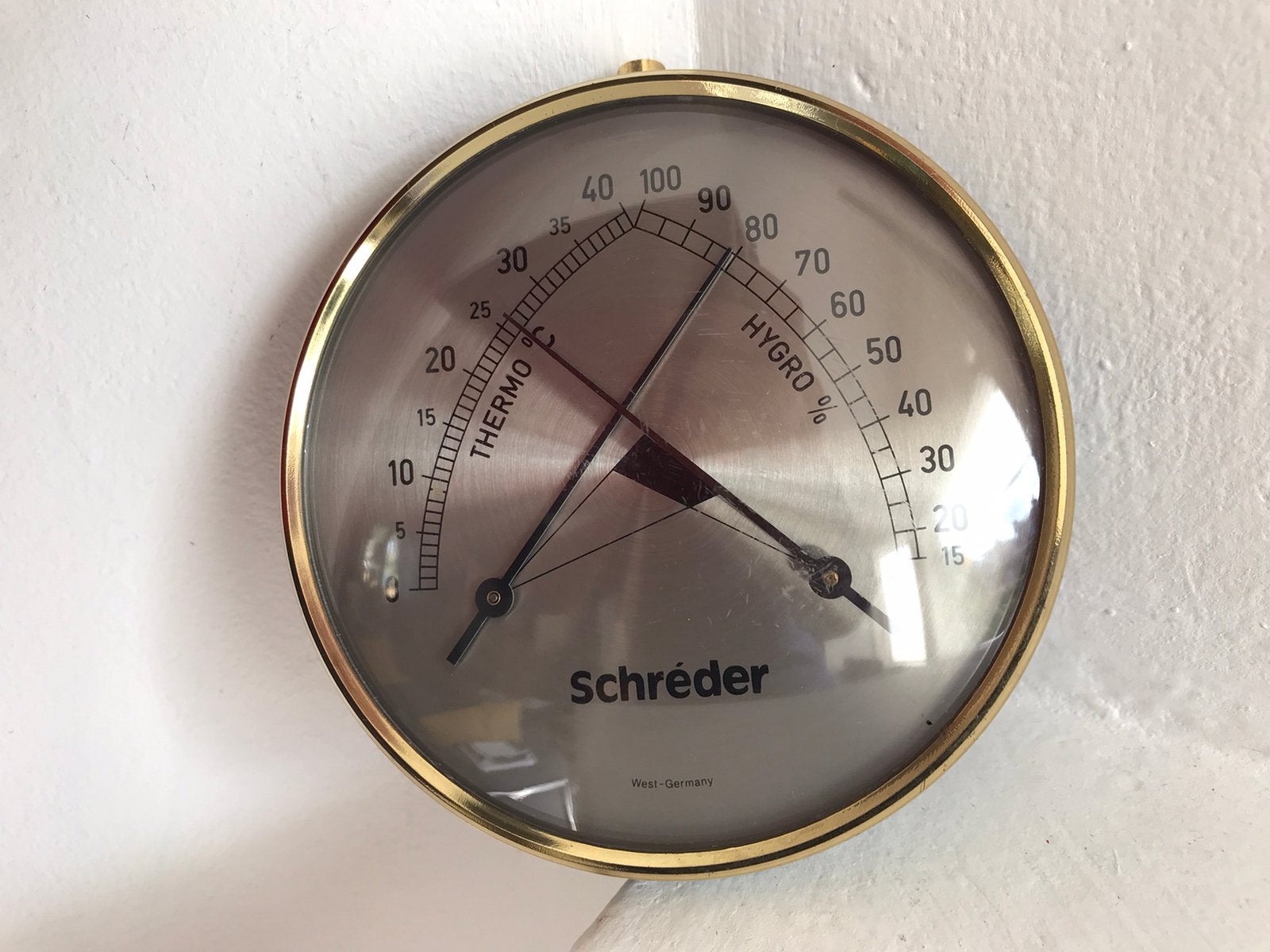 Hygrometer / thermometer - Schreder West-Germany, Ophalen of Verzenden, Gebruikt