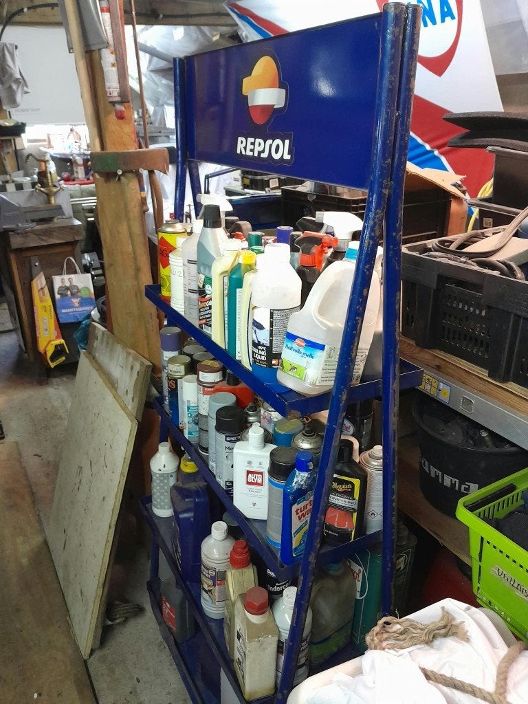 Vintage repsol olie opslagrek !!!, Ophalen, Gebruikt, Gebruiksvoorwerp