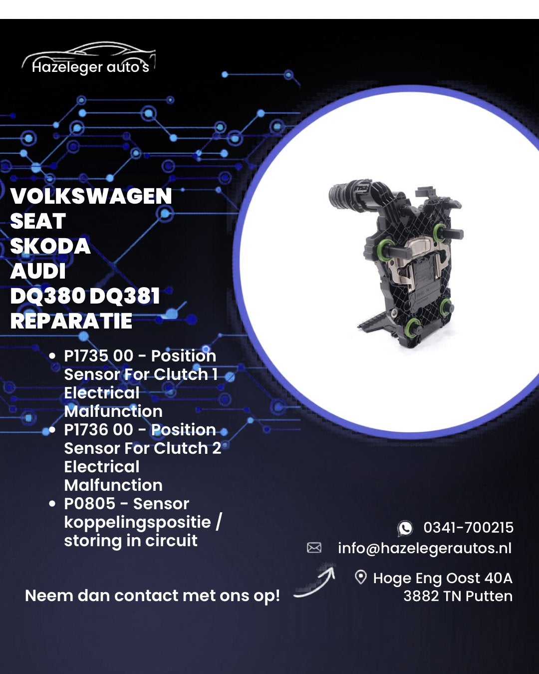 VAG DQ381 TCU reparatie – koppelingspositiesensor, Ophalen of Verzenden