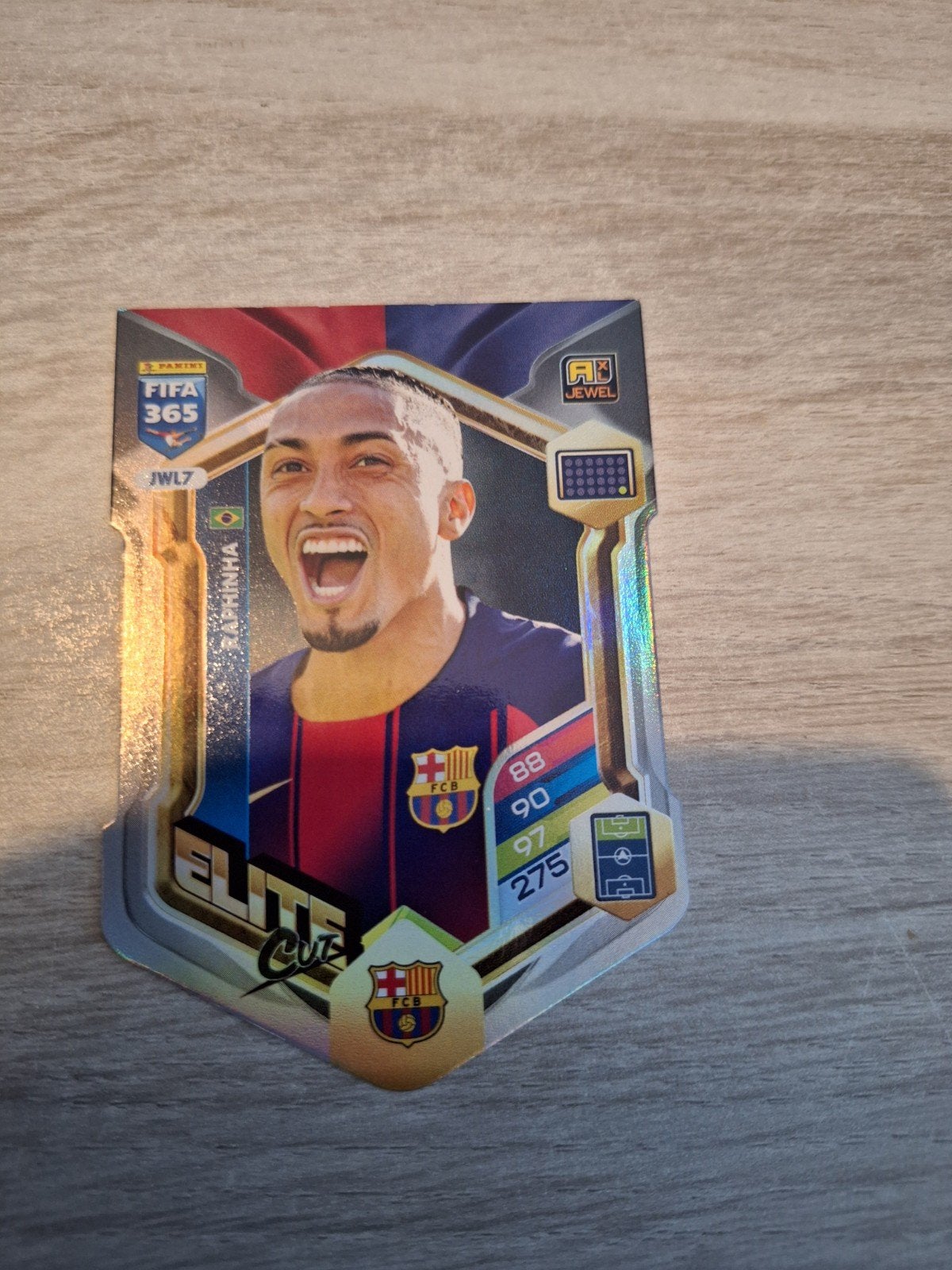 Panini FIFA 365 Raphinha Elite Cut Jewel kaart, Ophalen of Verzenden, Nieuw, Buitenlandse clubs, Poster, Plaatje of Sticker