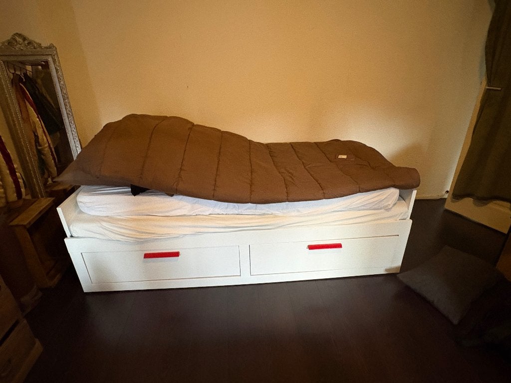 IKEA Uitschuifbaar Bed 1-2 Persoons met Opbergruimte, Ophalen, Wit, Tweepersoons, 80 cm