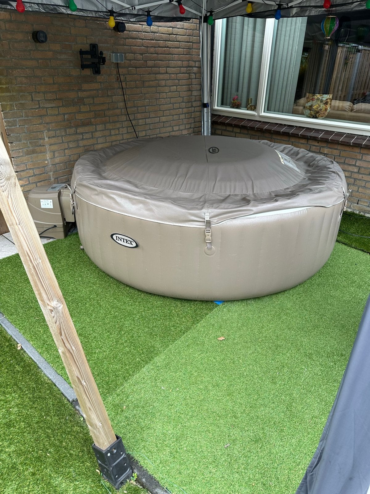 Intex PureSpa Opblaasbare Jacuzzi met Bubbeljets, Ophalen, Zo goed als nieuw, Afdekzeil, Opblaasbaar