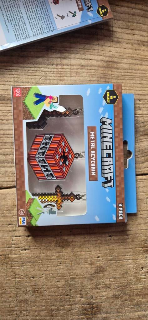 Minecraft Sleutelhanger Set - 3 Stuks Metalen Keychains, Ophalen of Verzenden, Nieuw, Overige typen