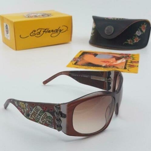 Zonnebril Ed Hardy EHS-006 62-16-125 Cocoa - Love Dog, Overige merken, Zonnebril, Overige kleuren, Nieuw