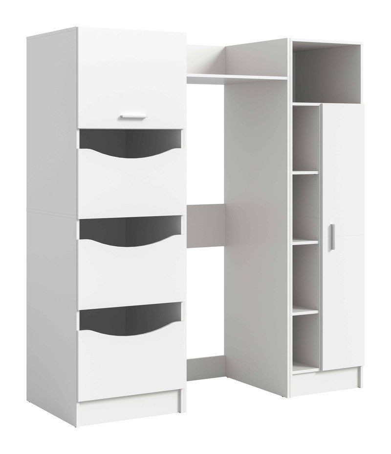 Witte Wasruimte Kast met Opbergruimte en Hangruimte, Ophalen, Met deur(en), Nieuw, Overige houtsoorten