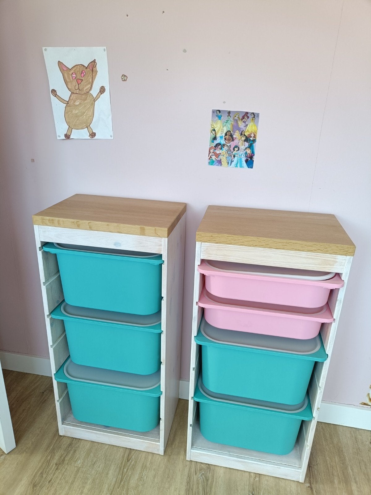 IKEA Trofast grenen whitewash met eiken bovenblad, Ophalen, Gebruikt, Minder dan 50 cm, 90 tot 105 cm