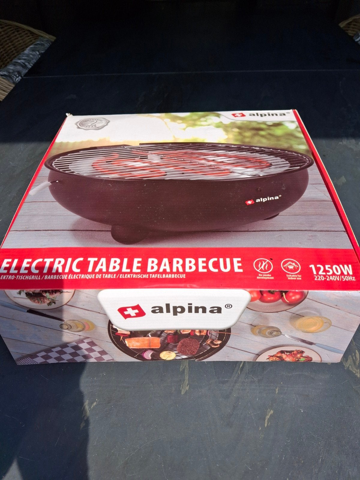 Alpina Elektrische Tafelbarbecue 1250W - Nieuw in doos, Ophalen, Zo goed als nieuw, Alpina
