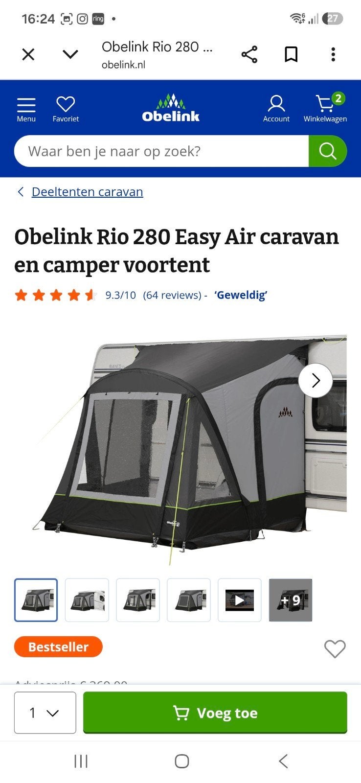 Oplasbare voortent, Ophalen of Verzenden, Tot en met 4