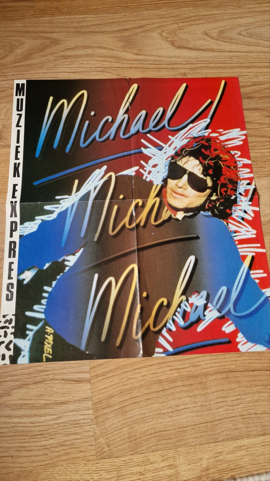 Vintage Michael Jackson poster - Muziek Expres, Ophalen of Verzenden, A1 t/m A3, Muziek, Rechthoekig Staand
