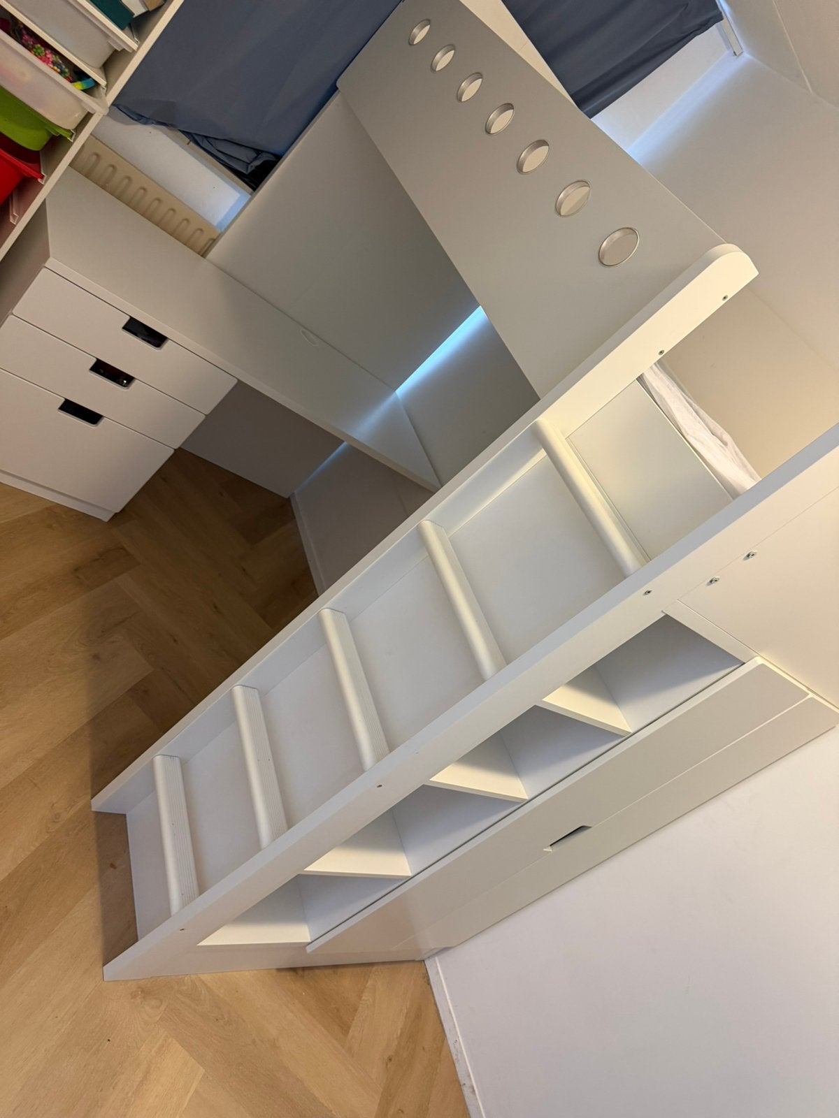 Hoogslaper met bureau en kast, Ophalen, Gebruikt, Eenpersoons, 90 cm