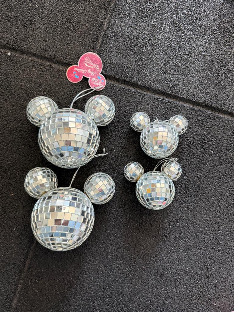 Spiegel bollen Mickey Mouse 4 stuks, Ophalen of Verzenden, Mickey Mouse, Zo goed als nieuw, Overige typen