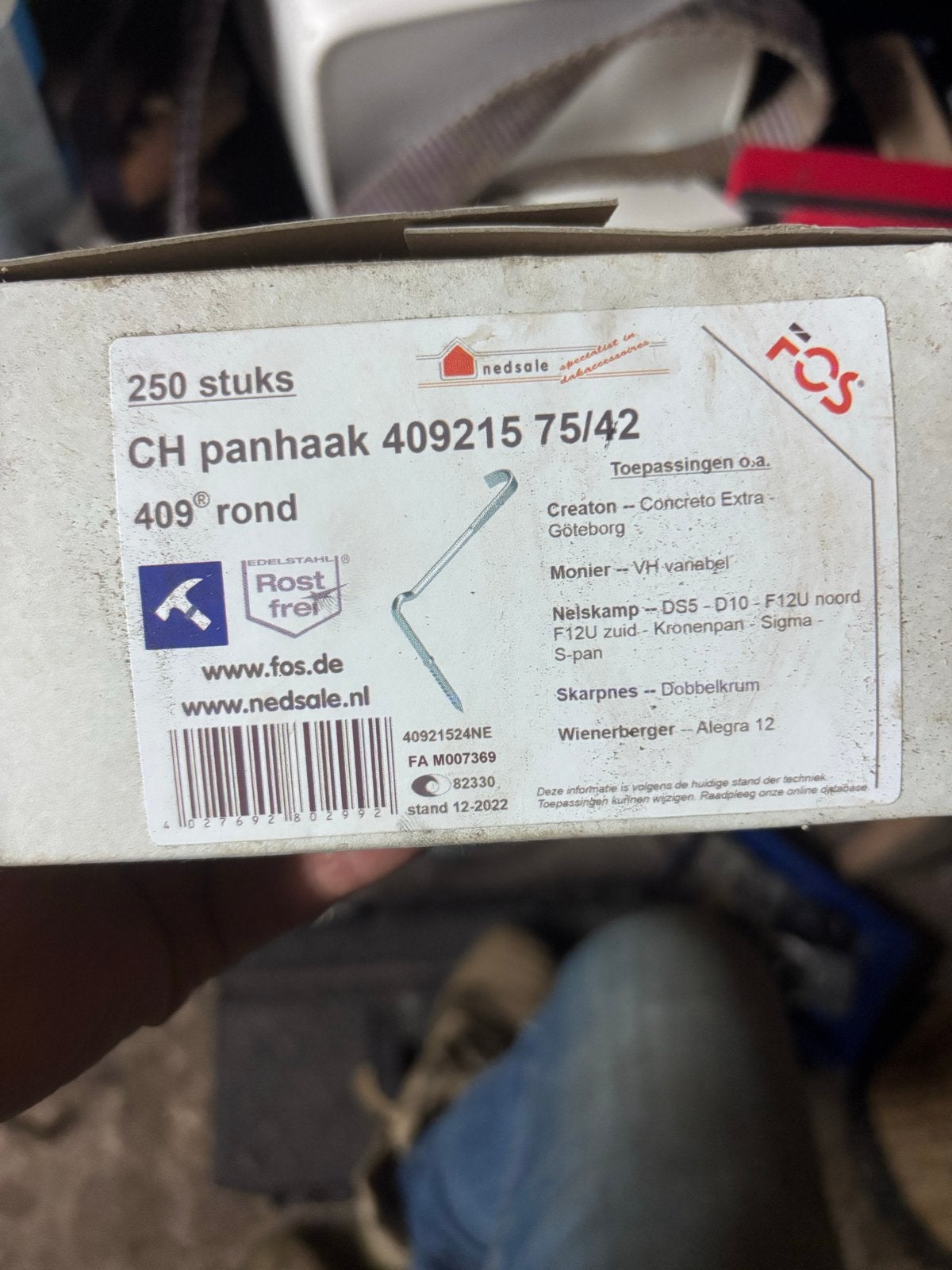 CH panhaak 409215 75/42 - RVS panhaken 500stuks, Doe-het-zelf en Verbouw, Ophalen, 50 tot 100 mm, Overige typen, Nieuw