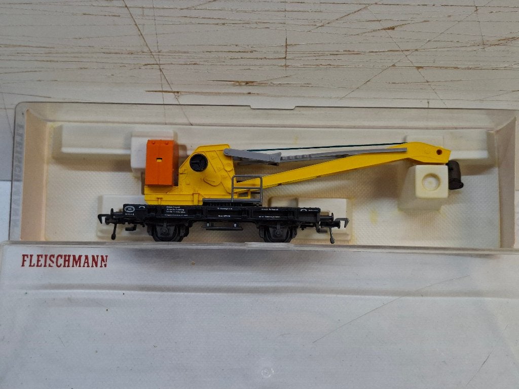 FLEISCHMANN    KRAAN WAGEN ZGAN  IN PLASTIC DOOSJE, Gelijkstroom, Fleischmann, Wagon, Ophalen of Verzenden